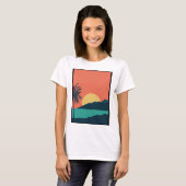 Palmboom Zonsondergang, Eiland, Boho Abstracte Kun T-shirt (Voorkant volledig)