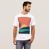 Palmboom Zonsondergang, Eiland, Boho Abstracte Kun T-shirt (Voorkant volledig)