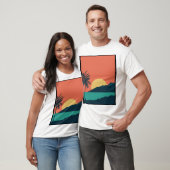 Palmboom Zonsondergang, Eiland, Boho Abstracte Kun T-shirt (Unisex)