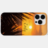 Palmboom Zonsondergang met Naam Case-Mate iPhone Case (Achterkant (horizontaal))