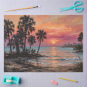 Palmboom Zonsondergang Silhouet Decoupage Tissuepapier (Craft)