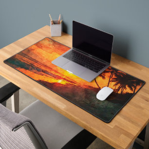 Palmboom Zonsondergang Strand Bureaumat
