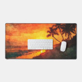 Palmboom Zonsondergang Strand Bureaumat (Keyboard & Muis)