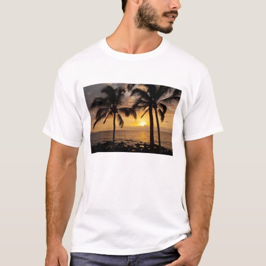 Palmboom zonsondergang t-shirt (Voorkant)
