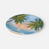 Palmboom zonsondergang | Tropische strand bruiloft Papieren Bordje (Gekanteld)