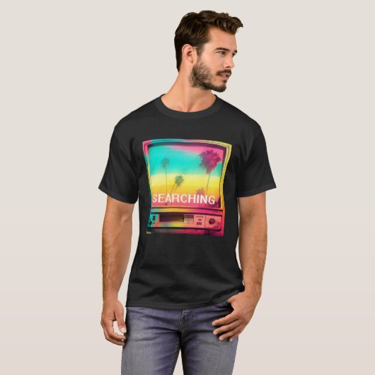 Palmboom Zonsondergang Vaporwave 80s 90s Glitch Ae T-shirt (Voorkant volledig)
