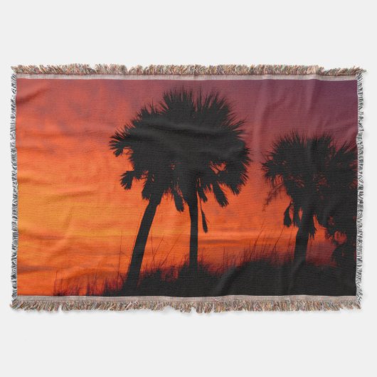 Palmboom Zonsondergang Worpdeken Deken (Voorkant)