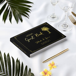  palmboom zwart en goud art deco gastenboek
