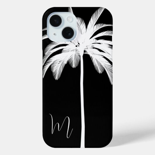 Palmboom zwart wit elegant monogram Case-Mate iPhone case (Achterkant)
