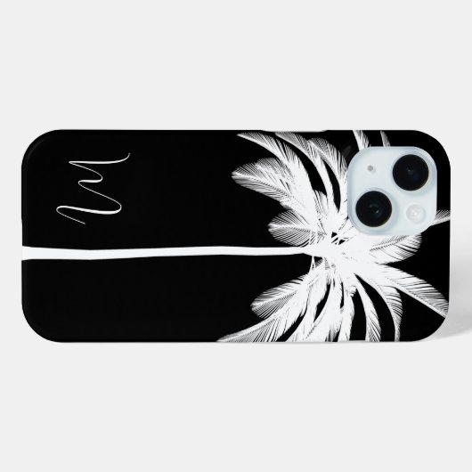 Palmboom zwart wit elegant monogram Case-Mate iPhone case (Achterkant (horizontaal))