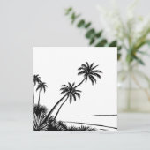 Palmboom Zwart & Wit Strand Kust Kaart (Staand voorkant)
