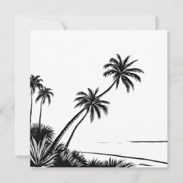 Palmboom Zwart & Wit Strand Kust Kaart