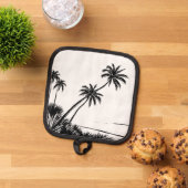 Palmboom Zwart & Wit Strand Kust Pannenlap (Top down)