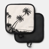 Palmboom Zwart & Wit Strand Kust Pannenlap (Voorkant / Achterkant)