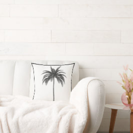 Palmboom  zwart wit tropisch elegant kussen