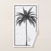 Palmboom zwart wit tropisch elegant monogram bad handdoek (Handdoek)