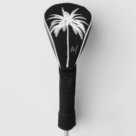 Palmboom zwart wit tropisch elegant monogram golfheadcover