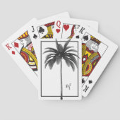 Palmboom zwart wit tropisch elegant monogram pokerkaarten (Achterkant)