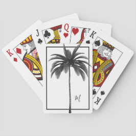 Palmboom zwart wit tropisch elegant monogram pokerkaarten
