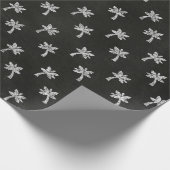 Palmboom Zwarte witte lijnen Chalkboard Elegant Cadeaupapier (Hoek)