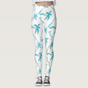 Palmboombeachel (blauw eiland) leggings