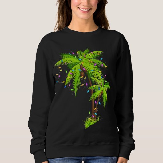Palmboombedekking Funny Tropical Kerstmis Ligh Trui (Voorkant)