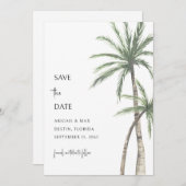 Palmboombestemming De datum opslaan Save The Date (Voorkant / Achterkant)