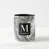 Palmboombladeren Abstract monogram zwart-wit Mok (Midden)
