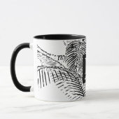 Palmboombladeren Abstract monogram zwart-wit Mok (Links)