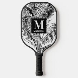 Palmboombladeren Abstract monogram zwart-wit Pickleball Paddle