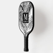 Palmboombladeren Abstract monogram zwart-wit Pickleball Paddle (Links)