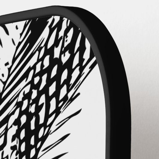 Palmboombladeren Abstract monogram zwart-wit Pickleball Paddle (Links Detail)