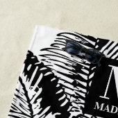 Palmboombladeren Abstract monogram zwart-wit Strandlaken (In situ)