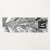 Palmboombladeren Abstract monogram zwart-wit Yogamat (Voorkant (horizontaal))