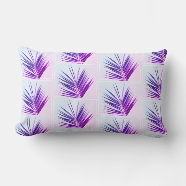 Palmboombladeren Bruine Paarse Kussen (Voorkant)