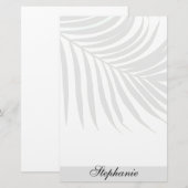 Palmboombladeren Gray Monogrammen Naam Unieke Koel Briefpapier (Voorkant / Achterkant)