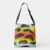 Palmboombladeren: naadloos patroon. crossbody tas (Achterkant)