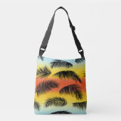 Palmboombladeren: naadloos patroon. crossbody tas (Voorkant)
