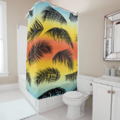 Palmboombladeren: naadloos patroon. douchegordijn (In situ)