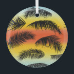 Palmboombladeren: naadloos patroon. glas ornament<br><div class="desc">Palmboombladeren naadloos. Speelse palmboombladeren patroon voor zomerse vibes. Palmen zwaaien in een naadloos ritme van de zomeromhelzing. Patroon, zomer, strand, tropisch, palm, decor, illustratie, textiel, abstract, achtergrond, waterverf, mode, natuur, boom, lente, blad, bloemig, zwart, naadloos, silhouet</div>
