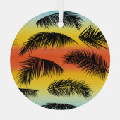 Palmboombladeren: naadloos patroon. glas ornament (Achterkant)