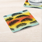 Palmboombladeren: naadloos patroon. kartonnen onderzetters (Schuin)
