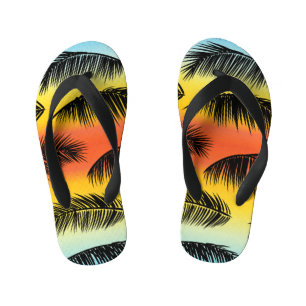 Palmboombladeren: naadloos patroon. kinder teenslippers