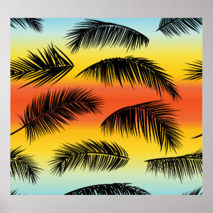 Palmboombladeren: naadloos patroon. poster