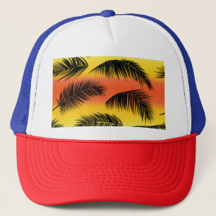 Palmboombladeren: naadloos patroon. trucker pet