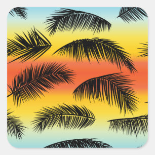 Palmboombladeren: naadloos patroon. vierkante sticker