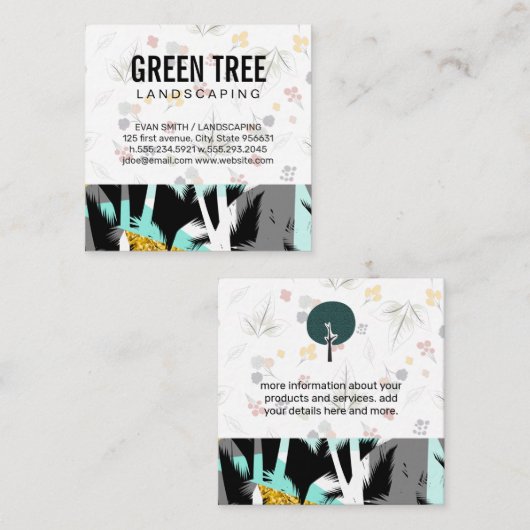 Palmboombladeren | Natuurlijk patroon Vierkante Visitekaartje (Voorkant / Achterkant)