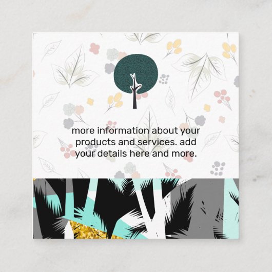 Palmboombladeren | Natuurlijk patroon Vierkante Visitekaartje (Achterkant)