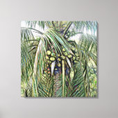Palmboombladeren tropisch groen Caribisch gebied Canvas Afdruk (Voorkant)