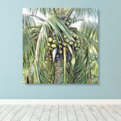 Palmboombladeren tropisch groen Caribisch gebied Canvas Afdruk (Insitu (Houten vloer))
